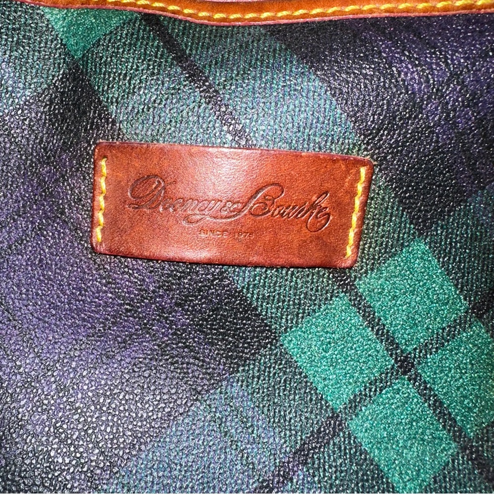 Plaid Tote Bag with Brown Leather Straps - Picture 2 of 9